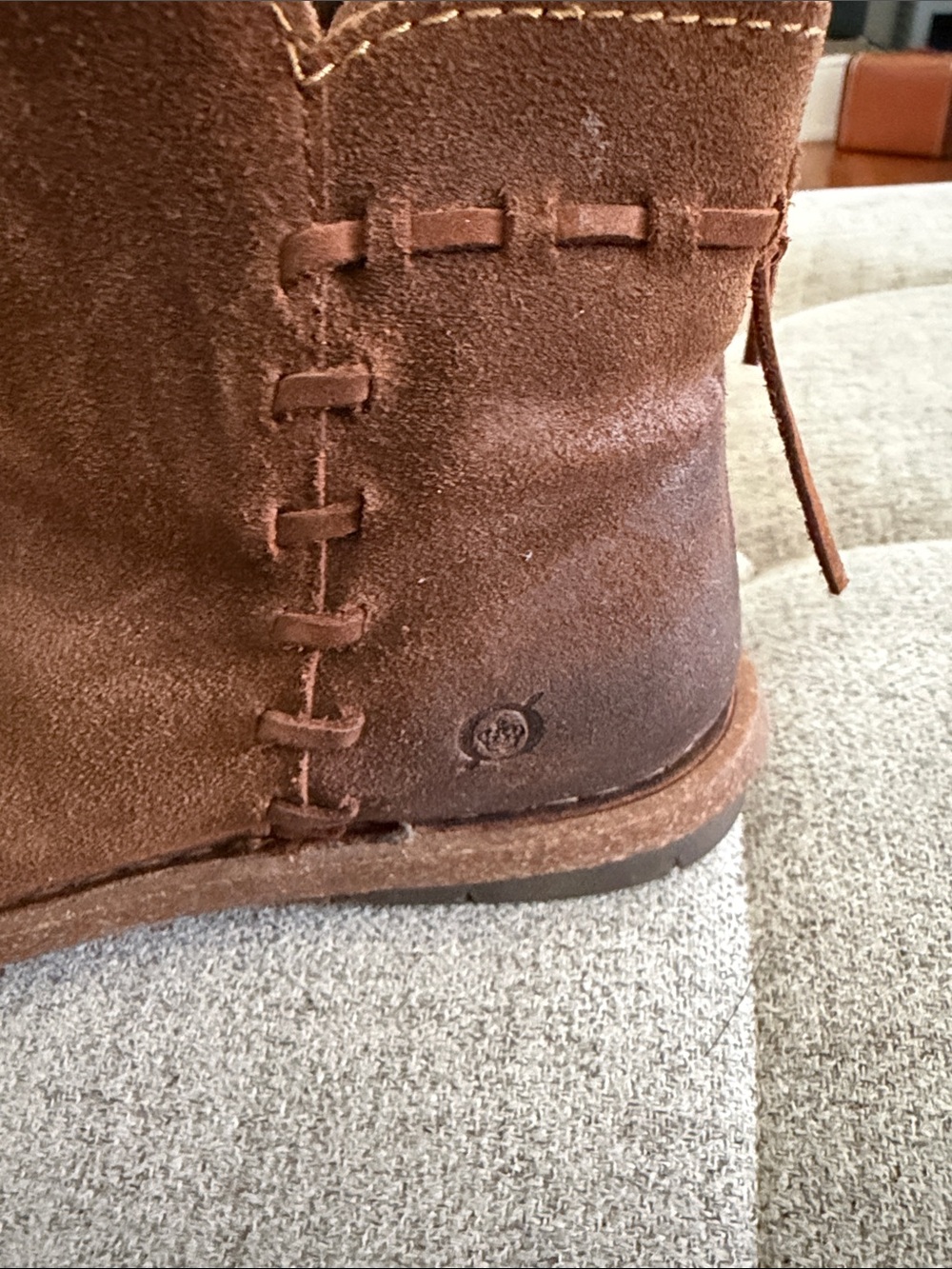 Born Tan Suede Ankle Boots with Side Zipper - Picture 6 of 11